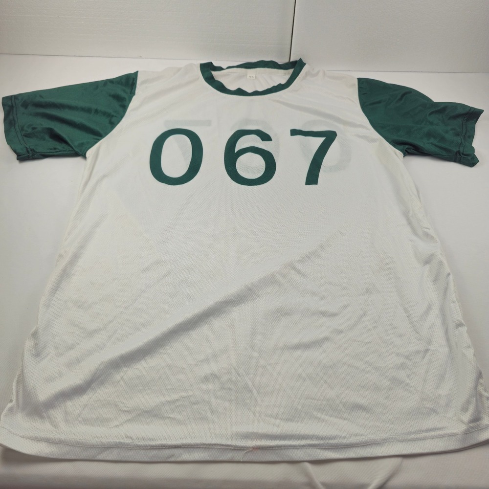 White Green Mesh Athletic Jersey Shirt #067 XL Unbranded Sports Top 27x21 Inch